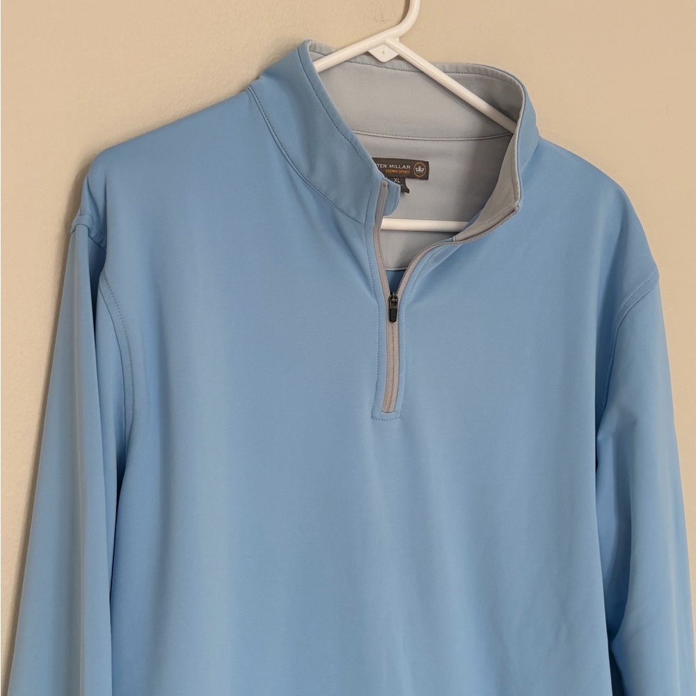 Peter Millar Crown Sport Mens XL Perth Cross-Hatch Performance 1/4 Zip Blue Golf - Picture 3 of 13